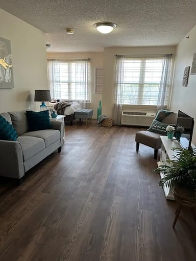 Cozy interior of a private resident room