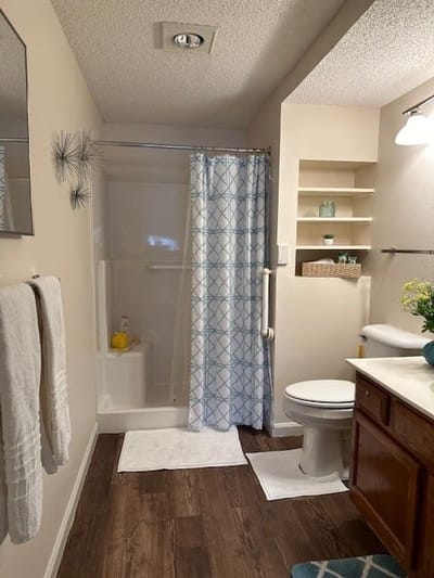 A clean bathroom in a senior living facility