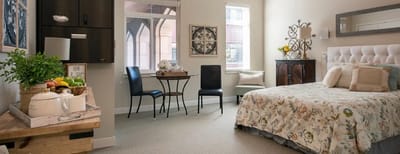 Cozy resident bedroom with comfortable furnishings