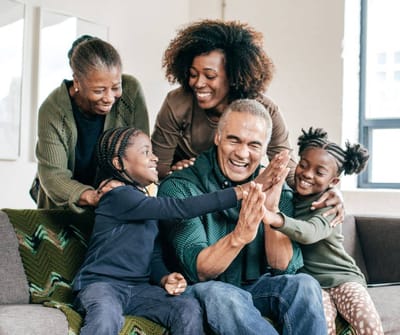 Residents and family members sharing joyful moments together