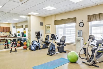 Well-equipped fitness area with exercise machines and equipment