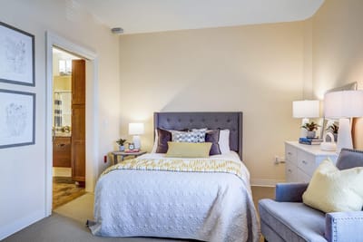 Cozy interior of a private resident room with furnishings