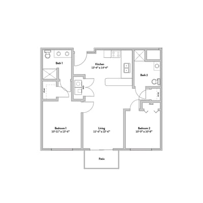 Architectural floor plan for senior living unit