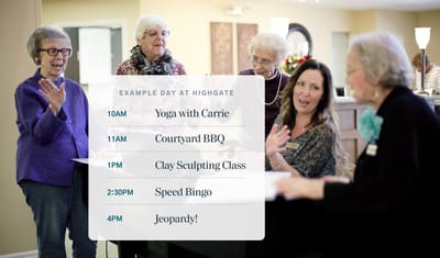Residents participating in activities and events at Highgate