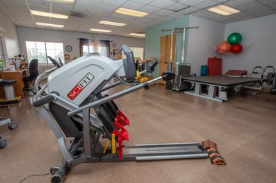 Interior view of exercise equipment in a therapy room