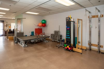 Interior view of a rehabilitation gym with equipment