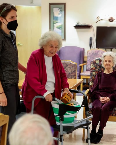 Residents participating in an activity in a common area