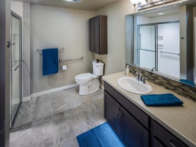 Modern bathroom with shower and sink