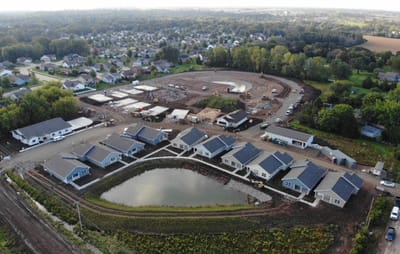 Aerial view of Evergreen Retirement Community construction site