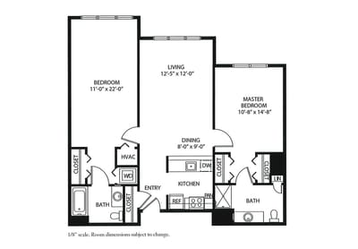 Architectural floor plan layout of a resident unit
