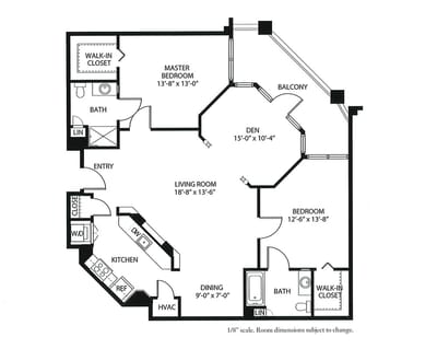 Architectural floor plan of a resident unit