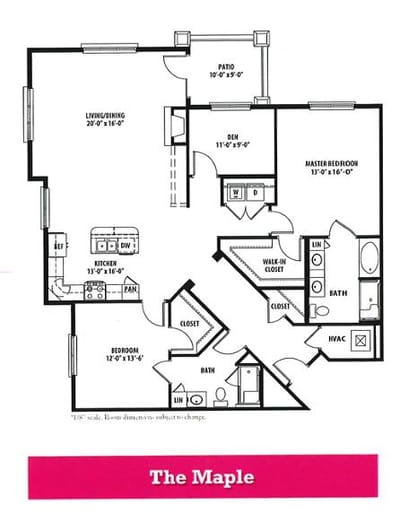 Architectural floor plan of The Maple unit