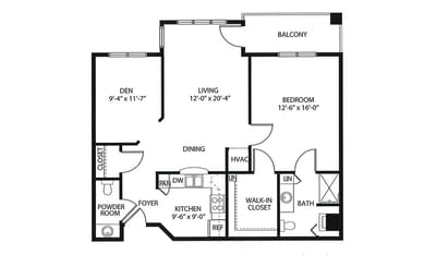 Architectural floor plan of a residential unit