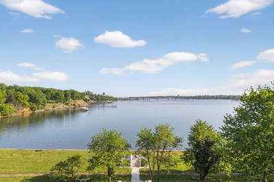 View of a serene lake with green surroundings