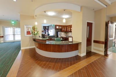Front desk area of the facility lobby