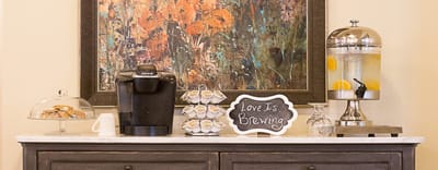 Coffee and refreshments in a welcoming common area