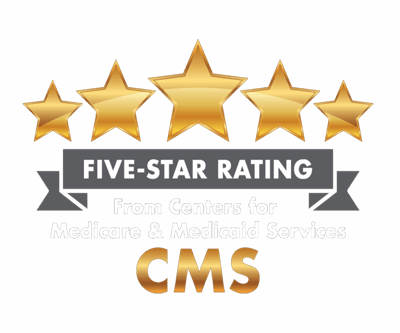 Five-star rating logo for senior care services