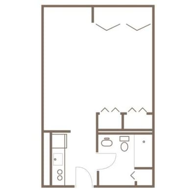 Simple architectural floor plan of a resident unit