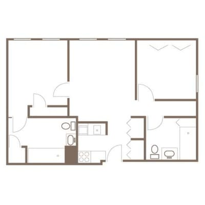 Architectural floor plan of a resident unit