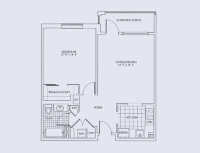 Architectural floor plan of a resident unit