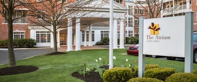 Exterior view of The Atrium with landscaped gardens