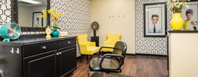 Interior of a beauty salon with chairs and decor