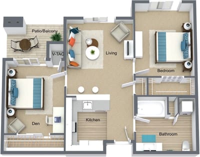 Floor plan of a residential unit with labeled rooms