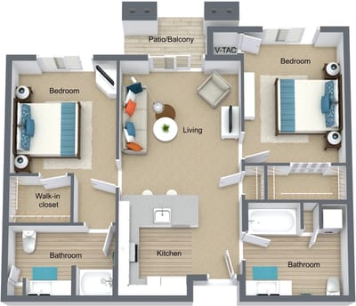 Conceptual floor plan of an apartment layout