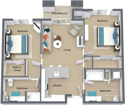Architectural floor plan of living space layout