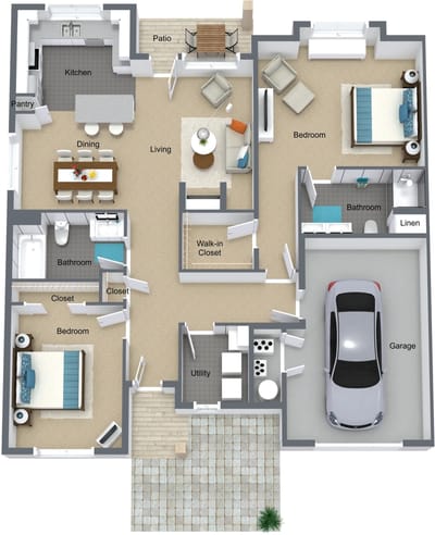 Architectural floor plan of a residential unit