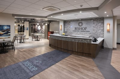 Interior lobby of the assisted living facility with modern design