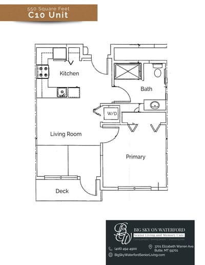 Architectural floor plan of a C10 unit with labeled rooms