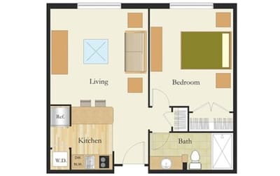 Architectural floor plan of a living space