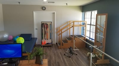 Interior view of a therapy space with equipment