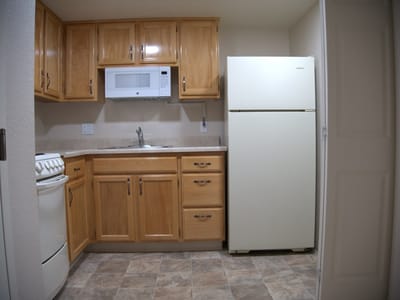 Interior photo of a small kitchen area