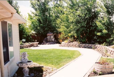 Beautiful landscaped outdoor space with walking paths