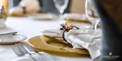 Elegant dining table setup with floral decoration