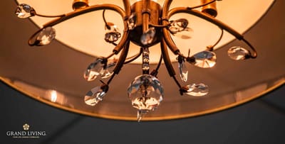 Chandelier detail with crystal accents