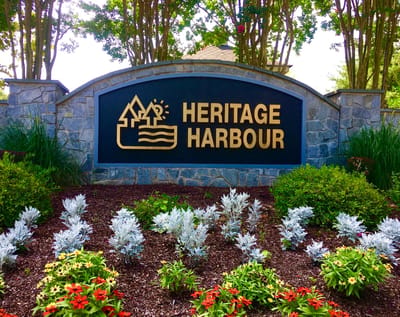 Heritage Harbour facility logo on a sign