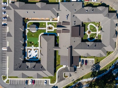 Aerial view of Crestview Senior Living campus