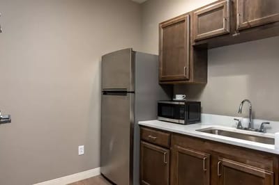 Modern kitchen area with appliances