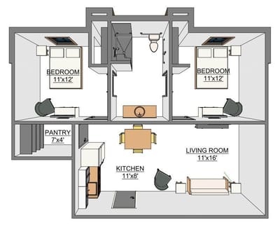 Architectural floor plan of a living space