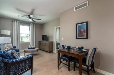 Cozy interior view of a senior living room