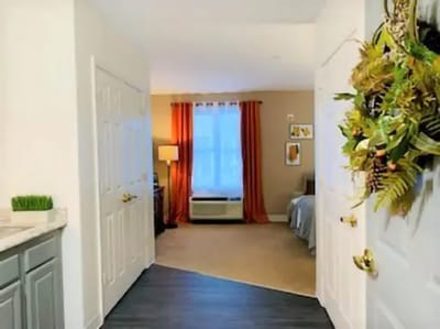 Interior view of a resident room with decor