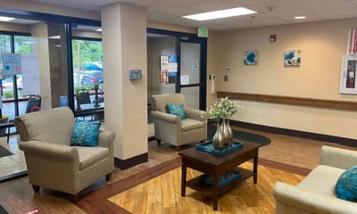 Cozy interior common area with seating and decor