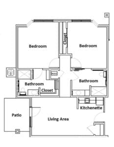 Architectural floor plan of a resident unit