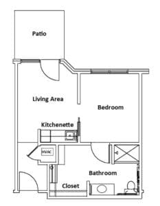 Architectural floor plan of a resident unit