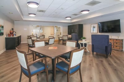 Common area of a nursing home with seating