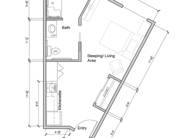 Architectural floor plan of a resident room