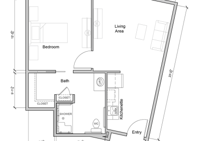 Architectural floor plan of a unit layout